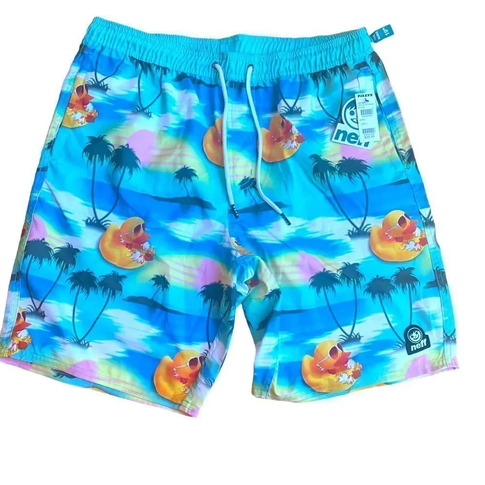 Neff Tropical Rubber Ducky Hot Tub Swim Trunks Size Large NWT